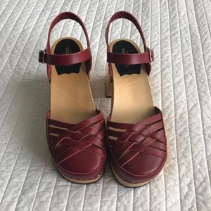 Sweedish Hasbeens Red Woven Heels
